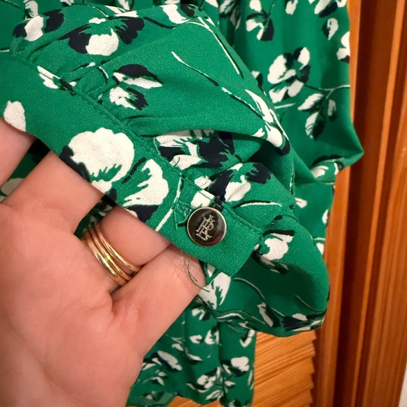 LAUREN Ralph Lauren Floral Print Tie Neck Georgette Top Woman’s Oversized Small - Picture 6 of 8